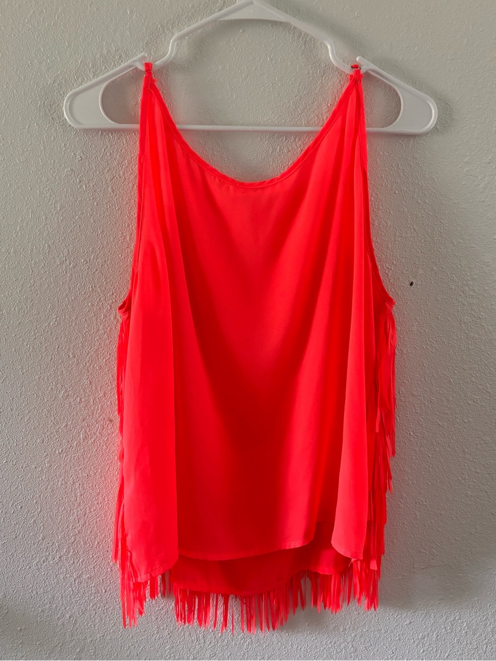 GQ Neon Pink Fringe Spaghetti Strap Tank Top Medium - Picture 5 of 5